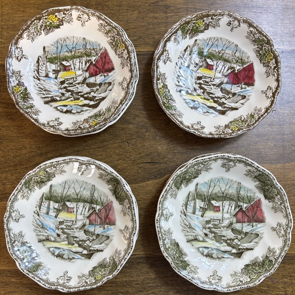 Johnson Brothers Friendly Village Ice House 5 5/8" Saucers Set of 10 England